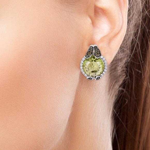 Green Peridot Diamond Earrings NWOTS - Picture 11 of 11